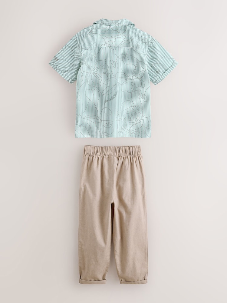 Baker by Ted Baker Stone All Over Print Linen Blend Shirt and Trousers Set - Image 2 of 8 Baker by Ted Baker Stone All Over Print Linen Blend Shirt and Trousers Set - Image 2 of 8