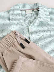 Baker by Ted Baker Stone All Over Print Linen Blend Shirt and Trousers Set - Image 4 of 8