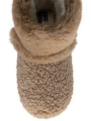 Dunlop Cream Bootee Pom Pom Faux Slippers - Image 4 of 4
