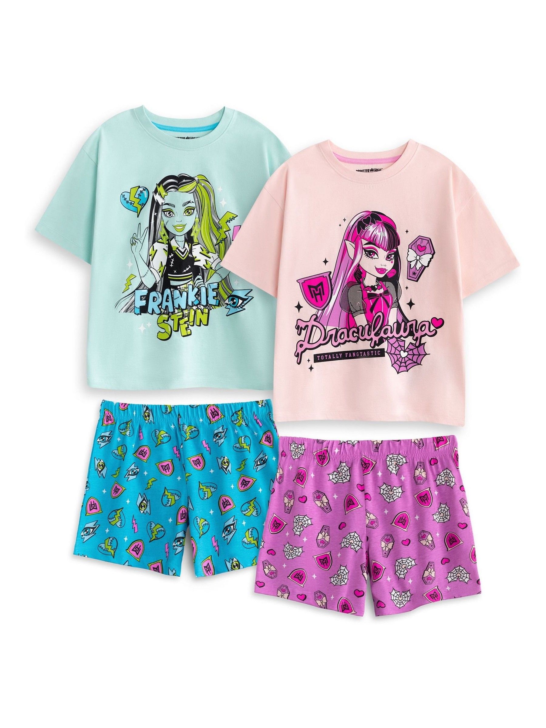 Vanilla Underground Girls Pink Monster High Multi Short Sleeve Short Leg Pyjama Set 2 Pack - Image 4