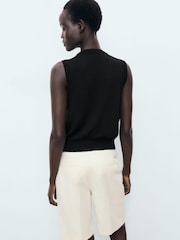 Mango Black Buttoned Fine Knit Waistcoat - Image 2 of 7