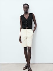 Mango Black Buttoned Fine Knit Waistcoat - Image 4 of 7