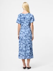 French Connection Blue Isla Lizzie Crepe Short Sleeve V-Neck Dress - Image 2 of 4