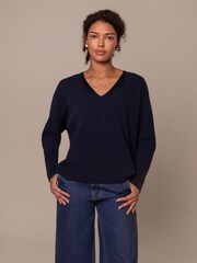 Celtic & Co. Blue Lambswool Slouchy V-Neck Jumper - Image 1 of 6