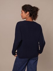 Celtic & Co. Blue Lambswool Slouchy V-Neck Jumper - Image 2 of 6