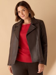 Live Unlimited Curve Chocolate Leather Jacket - Imagem 1 de 3