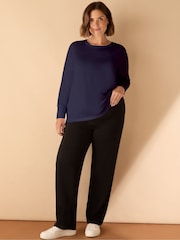 Live Unlimited Blue Curve Cotton Slub Crew Neck T-Shirt - Image 1 of 3