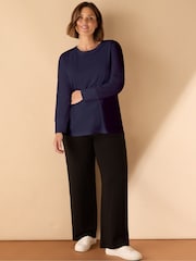 Live Unlimited Blue Curve Cotton Slub Crew Neck T-Shirt - Image 2 of 3