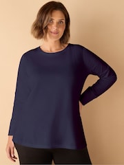 Live Unlimited Blue Curve Cotton Slub Crew Neck T-Shirt - Image 3 of 3