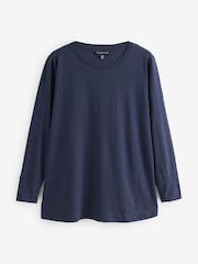 Live Unlimited Blue Curve Cotton Slub Crew Neck T-Shirt - Image 4 of 4