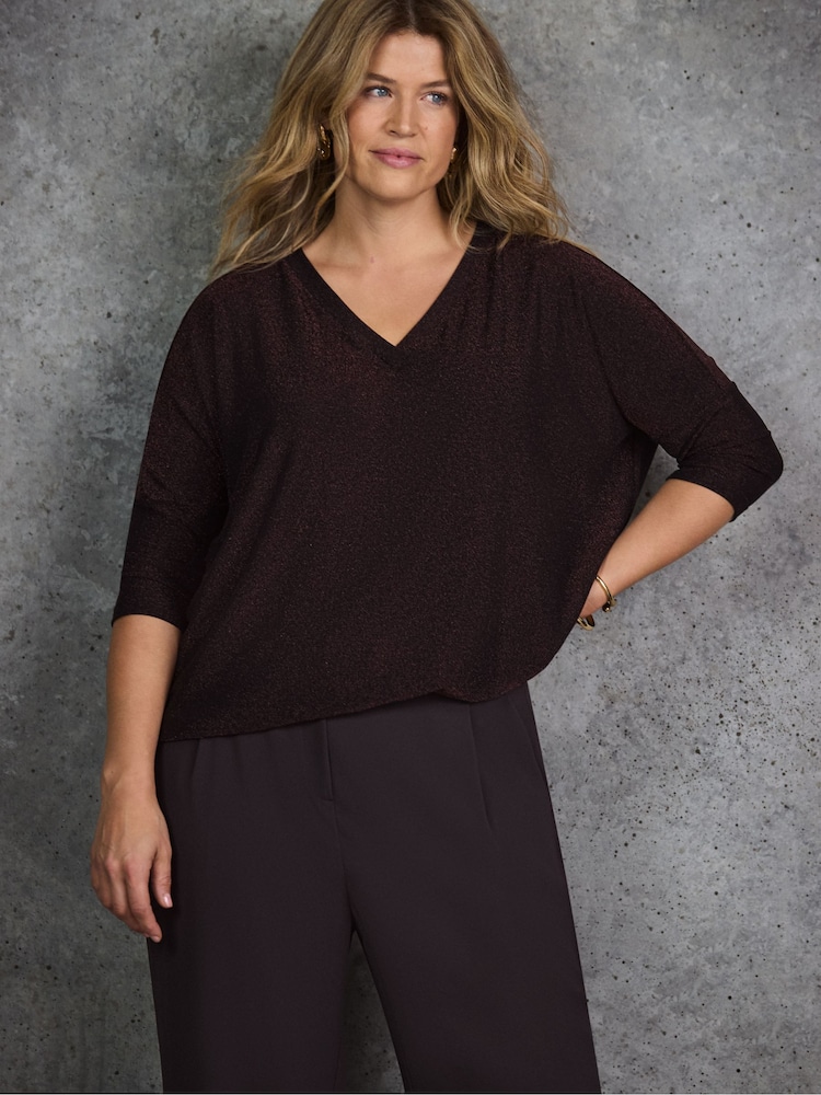 Live Unlimited Brown Curve Chocolate Button Detail Wide Leg Trousers - Image 5 of 5 Live Unlimited Brown Curve Chocolate Button Detail Wide Leg Trousers - Image 5 of 5