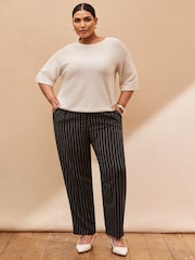 Live Unlimited Black Curve Pinstripe Tapered Tailored Trousers - Image 1 of 3