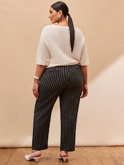 Live Unlimited Black Curve Pinstripe Tapered Tailored Trousers - Image 2 of 3
