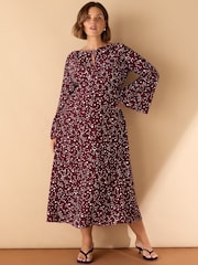 Live Unlimited Purple Curve Spot Print Twist Neckline Dress - Image 1 of 3