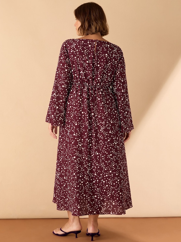 Live Unlimited Purple Curve Spot Print Twist Neckline Dress - Image 2 of 3 Live Unlimited Purple Curve Spot Print Twist Neckline Dress - Image 2 of 3