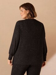 Live Unlimited Grey Curve Supersoft Henley Long Sleeve Top - Image 4 of 4