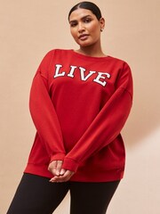 Live Unlimited Red Oversized Curve Sweatshirt - Image 1 of 4