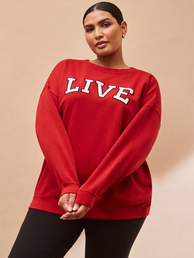 Live Unlimited Red Oversized Curve Sweatshirt - Image 1 of 4