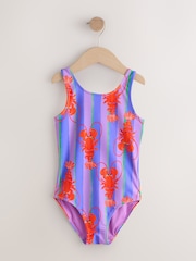 Lila Streifen und Hummer - Badeanzug mit Rundhalsausschnitt (3M.–16J.) - Bild 5 von 8