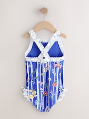 Blue Floral Stripe Ruffle Swimsuit (3-16yrs) - Image 5 of 7
