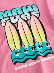 Pink Surfboard Short Sleeve Back Print T-Shirt (3mths-7yrs) - Image 7 of 8