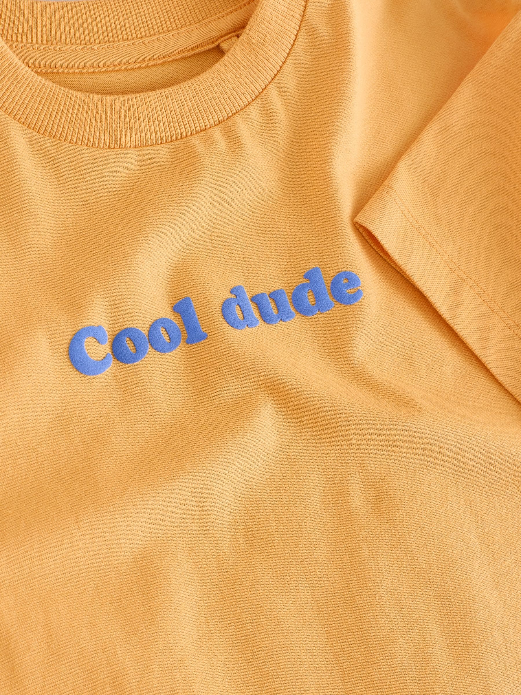 3mama♡ Buy Orange Slogan Short Sleeve Small Graphic T-Shirt (3mths-8yrs