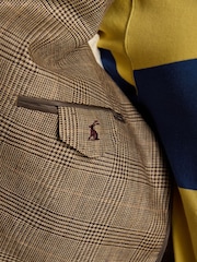 Joules Taupe Brown Pure Linen Check Double Breasted Blazer - Image 9 of 13