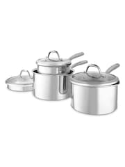 Good Food 3 Piece Stainless Steel Tri-Ply Saucepans Set - Image 1 of 10