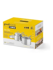 Good Food 3 Piece Stainless Steel Tri-Ply Saucepans Set - Image 10 of 10