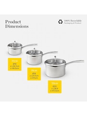 Good Food 3 Piece Stainless Steel Tri-Ply Saucepans Set - Image 6 of 10