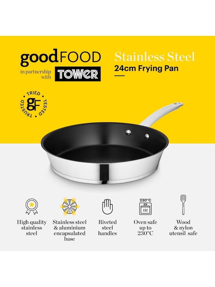Good Food Stainless Steel Frying Pan with 10x Stronger Ceramic Non Stick - Image 2 of 10