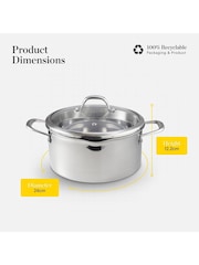 Good Food Stainless Steel Tri-Ply Casserole Dish with Tempered Glass Lid - Image 6 of 9