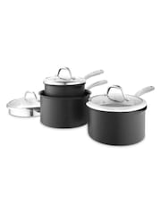 Good Food 3 Piece Grey Hard Anodized Saucepan Set - Image 1 of 10