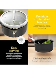 Good Food 3 Piece Grey Hard Anodized Saucepan Set - Image 5 of 10