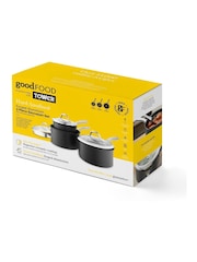 Good Food 3 Piece Grey Hard Anodized Saucepan Set - Image 9 of 10