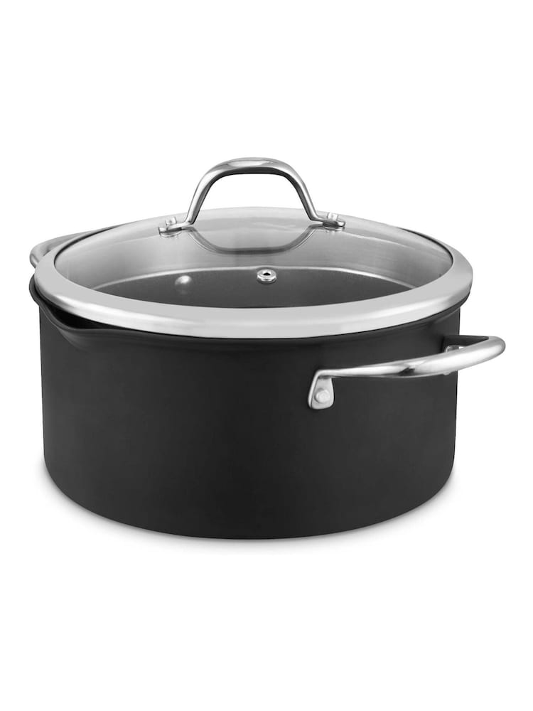 Good Food Grey Hard Anodised Casserole Dish with Tempered Glass Lid - Image 1 of 10