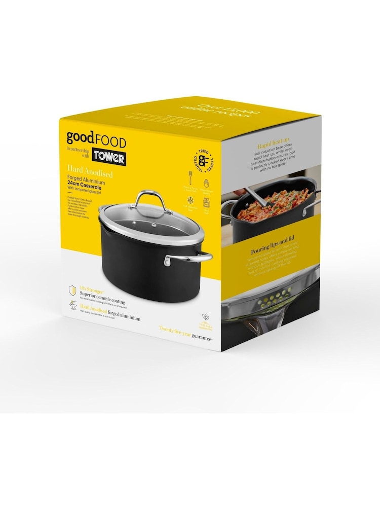 Good Food Grey Hard Anodised Casserole Dish with Tempered Glass Lid - Image 10 of 10