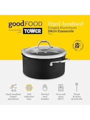 Good Food Grey Hard Anodised Casserole Dish with Tempered Glass Lid - Image 2 of 10