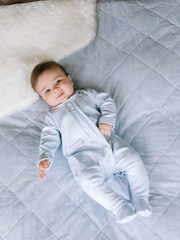 Emile Et Rose Blue Kenny All-In-One with Check Embroidered Collar Cuffs and Pocket Flaps - Image 1 of 4
