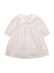 Emile Et Rose Pink Katya Floral Print Dress With Large Embroidered Collar - Image 2 of 4