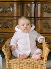 Emile Et Rose Kai Knitted Jacket With Fur Trim Pom-Pom & Hood - Image 1 of 5