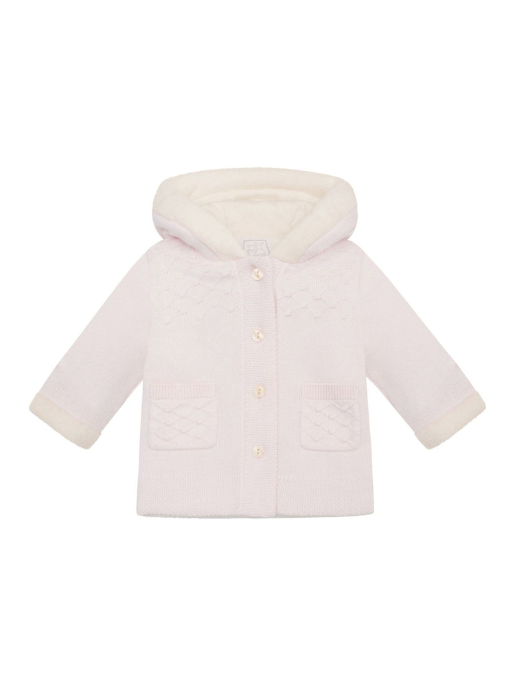 Emile Et Rose Kai Knitted Jacket With Fur Trim Pom-Pom & Hood - Image 2 of 5 Emile Et Rose Kai Knitted Jacket With Fur Trim Pom-Pom & Hood - Image 2 of 5