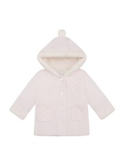 Emile Et Rose Kai Knitted Jacket With Fur Trim Pom-Pom & Hood - Image 3 of 5