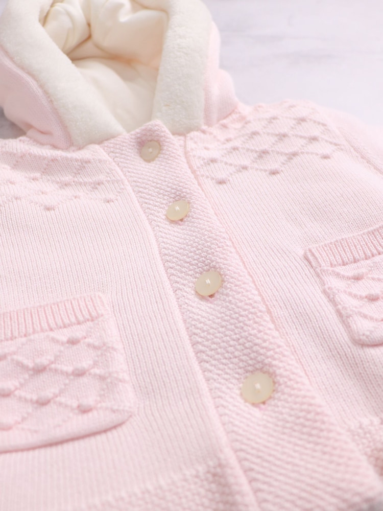 Emile Et Rose Kai Knitted Jacket With Fur Trim Pom-Pom & Hood - Image 5 of 5 Emile Et Rose Kai Knitted Jacket With Fur Trim Pom-Pom & Hood - Image 5 of 5