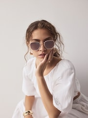 Bone Round Metal Sunglasses - Image 2 of 5