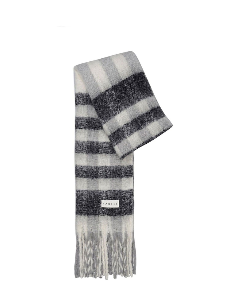 Radley Grey Check Scarf - Image 1 of 2 Radley Grey Check Scarf - Image 1 of 2