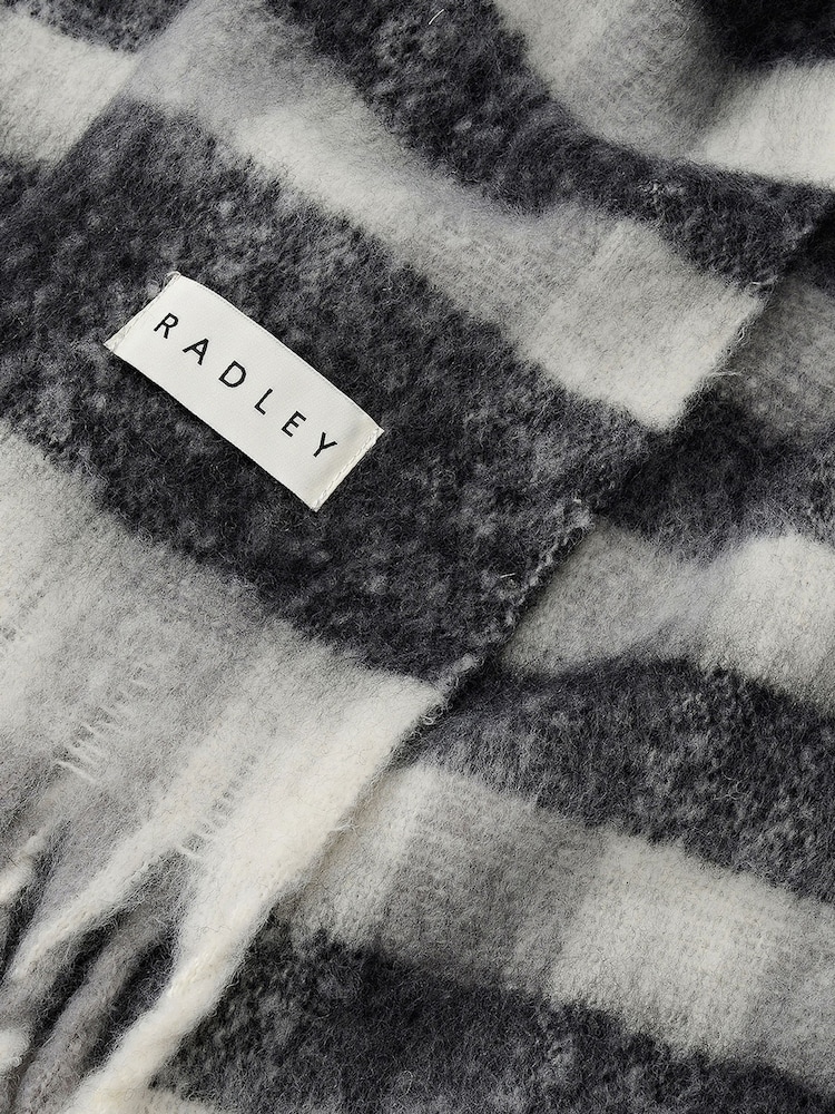 Radley Grey Check Scarf - Image 2 of 2 Radley Grey Check Scarf - Image 2 of 2