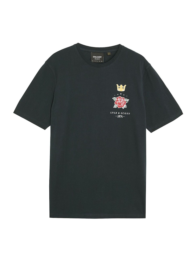 Lyle & Scott Blue Rose and Crown Graphic Print T-Shirt - Image 5 of 5