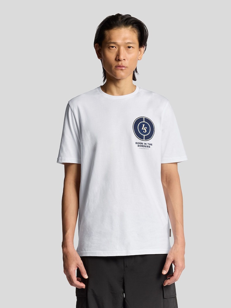Lyle & Scott White Born In The Borders Graphic Print T-Shirt - Image 1 of 6