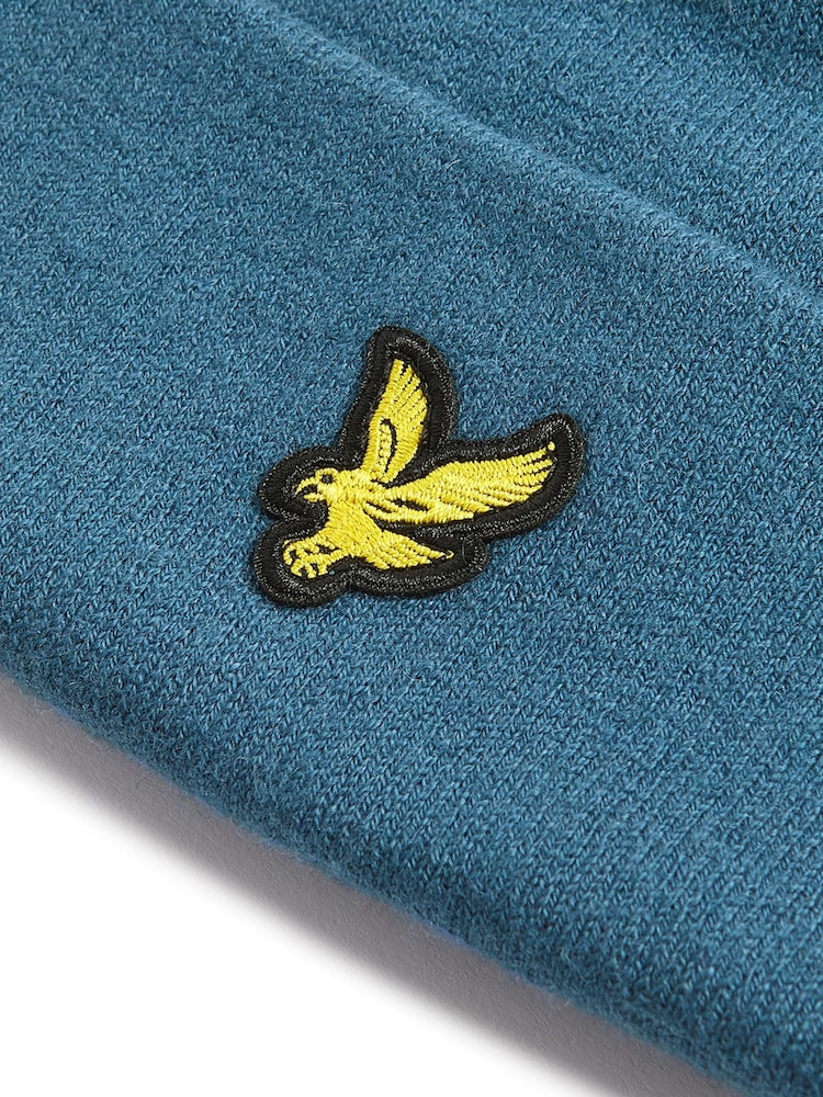 Lyle & Scott Blue Cotton Merino Beanie - Image 3 of 3